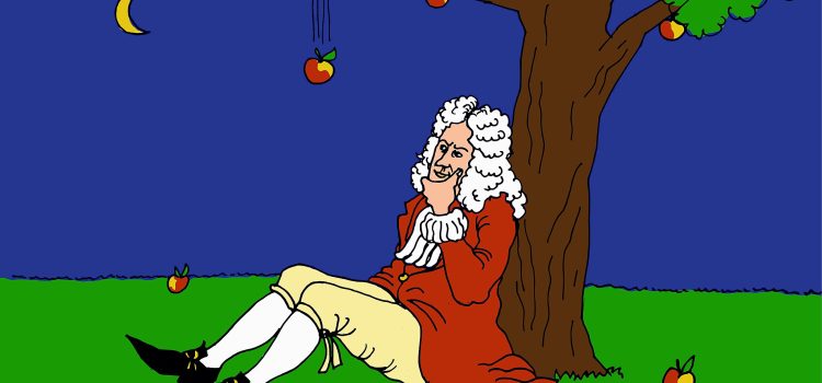 A cartoon depiction of Isaac Newton under the apple tree illustrates examples of insights