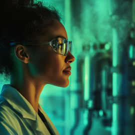 A female scientist in a lab studying medical antiaging strategies