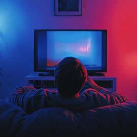 A man watching TV who needs to learn to stop being unproductive