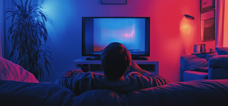 A man watching TV who needs to learn to stop being unproductive