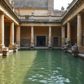 A pool in a Roman bathhouse illustrates the history of bathing