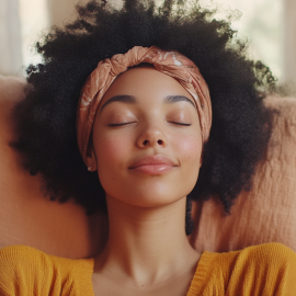 A woman performing self-care to be more productive